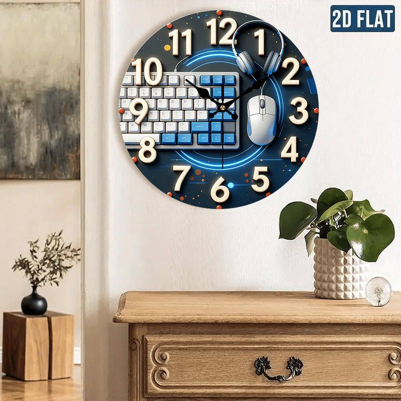 Tech Office Wall Decor - Jam Dinding Kayu Bergaya Teknologi, 1
