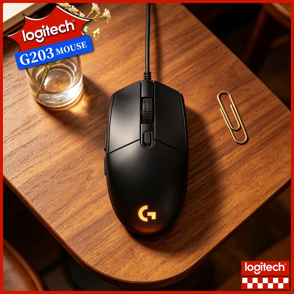 Logitech Mouse G203 - Logitech G203 Mouse Gaming Berkabel Bantalan