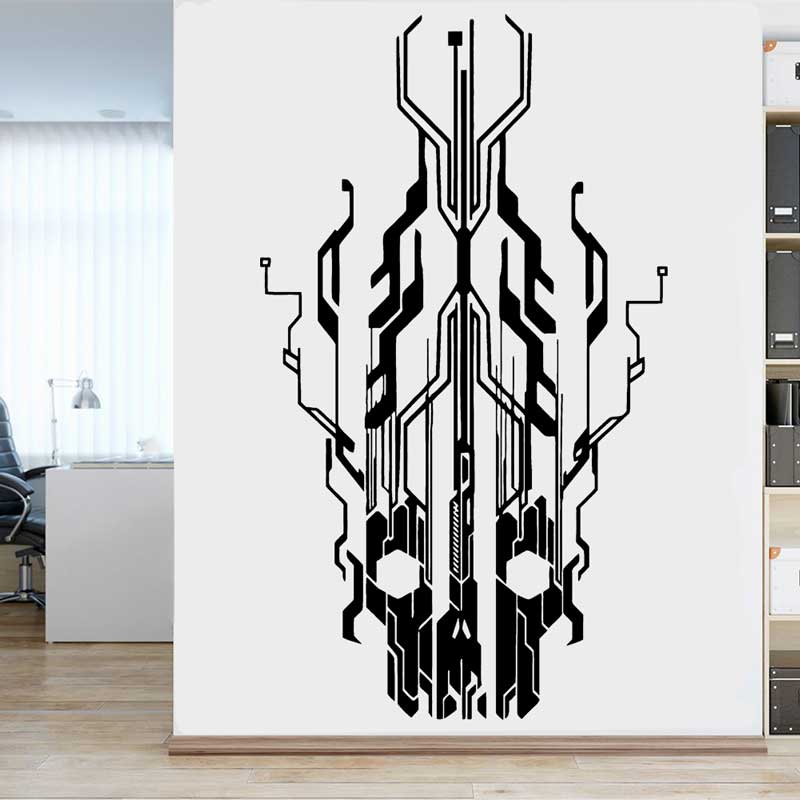 Chip Sirkuit Teknologi Tengkor - Tech Office Wall Decor ulasan dan harga