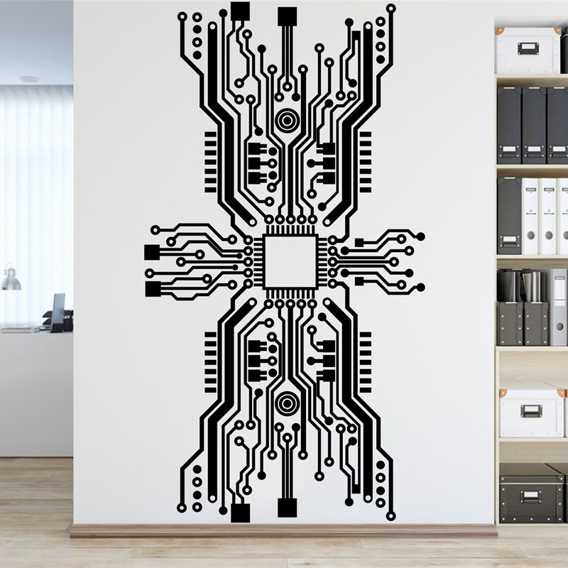 Stiker Dinding Chip Papan Sirk - Tech Office Wall Decor ulasan dan harga